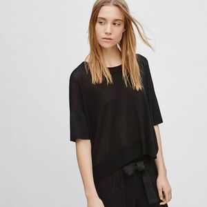 Aritzia Wilfred Clement Sweater Black Short Sleeve Asymmetrical Top